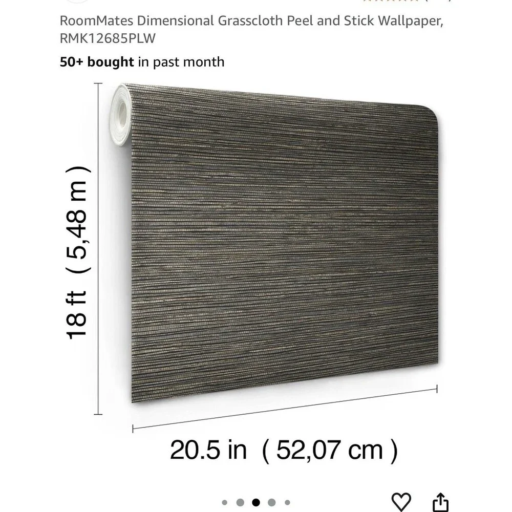 RoomMates Dimensional Grasscloth Peel & Stick Wallpaper 20.5in x 18ft set of 2